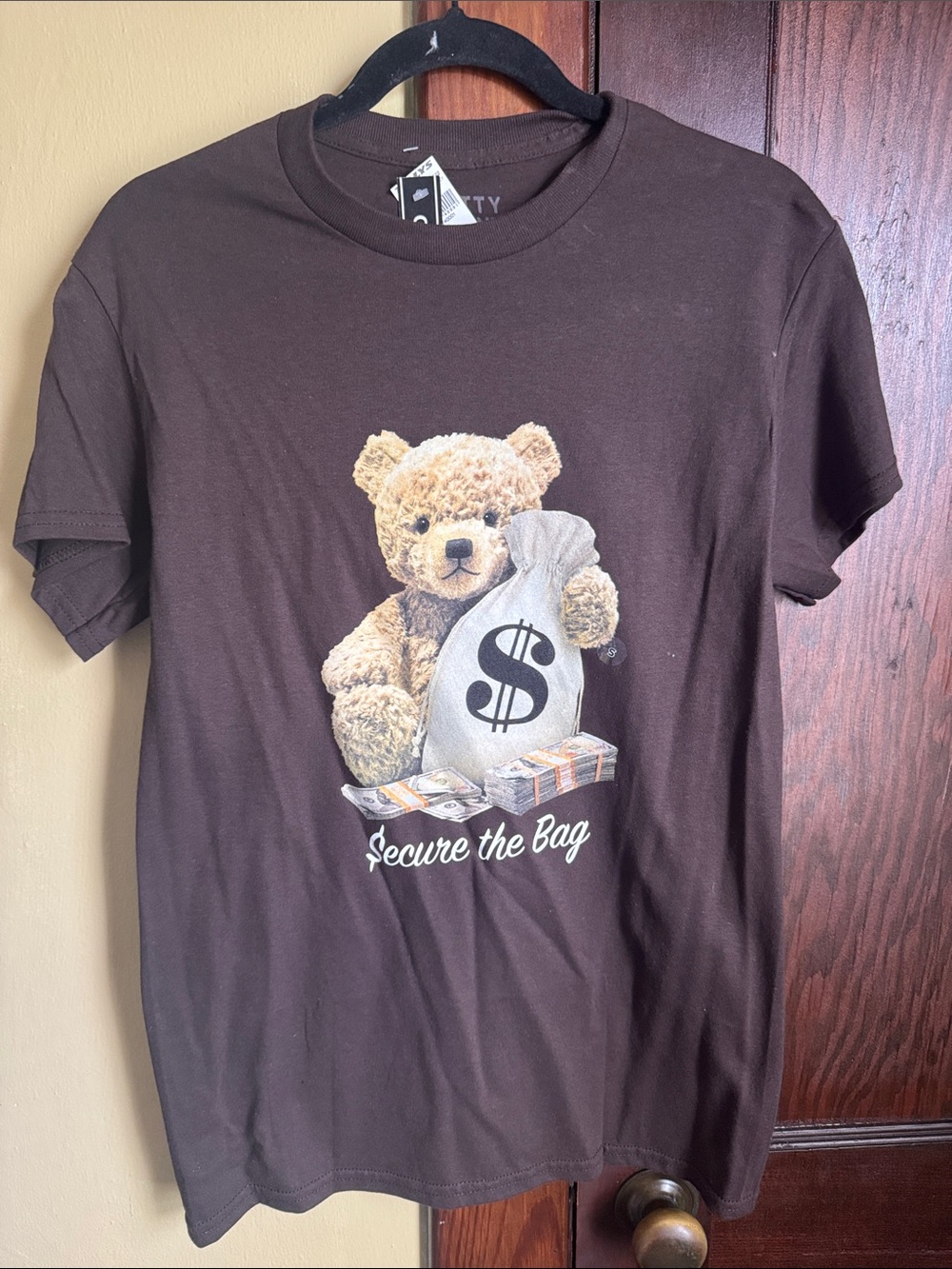Secure the Bag Teddy Graphic Short Sleeve Tee - Brown